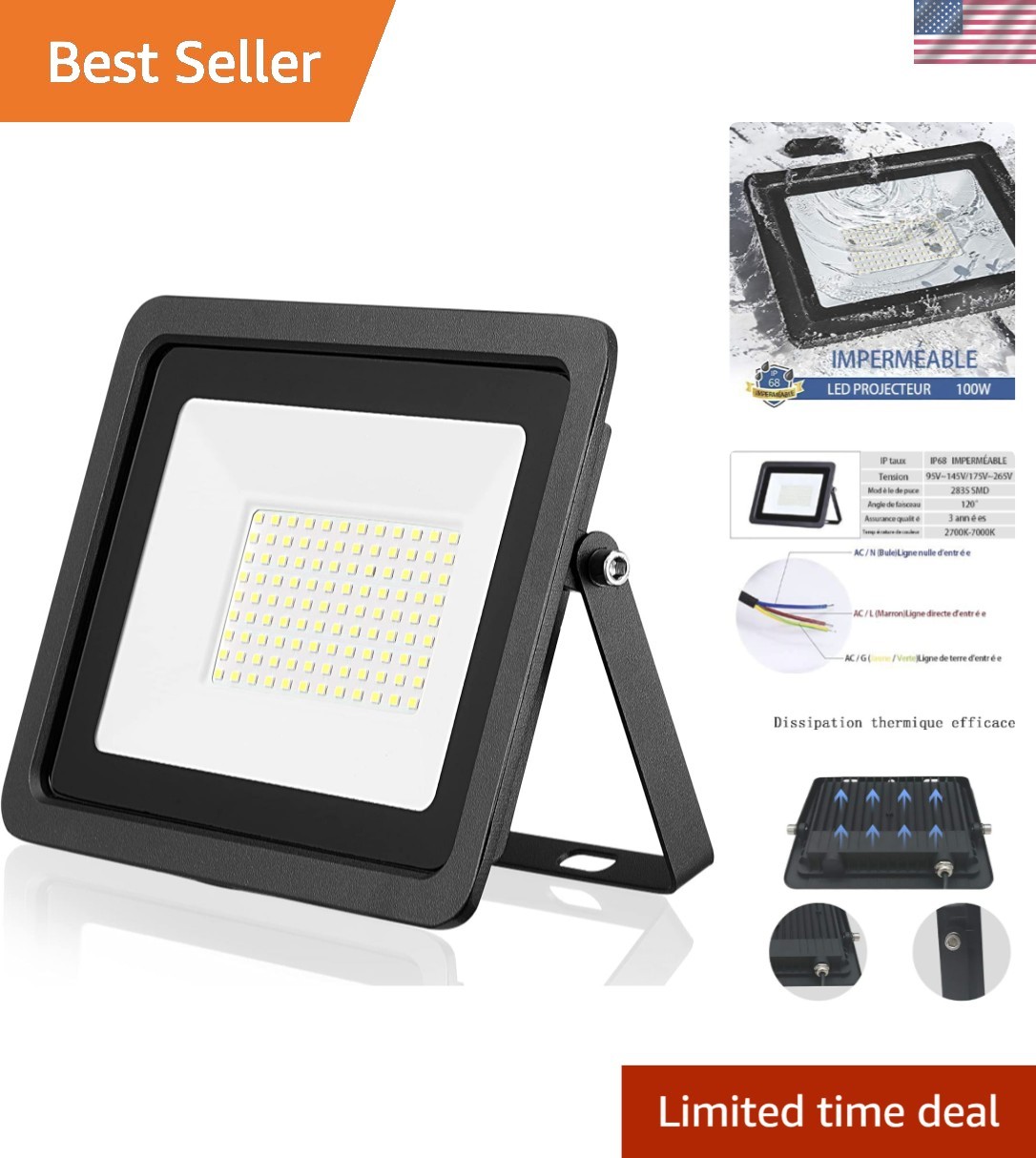Projecteur LED 10W Étanche pour Sécuriser une Allée Obscure de Jardin