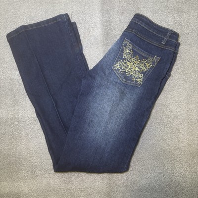 South Pole Straight Leg Jeans Womens Blue Size 9 Embroidered Flare Y2K #899