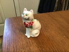 Mosser Glass Matte White  3” Sitting Cat, Peppermint Candy HP,  Signed,  #11/12 — photo 6