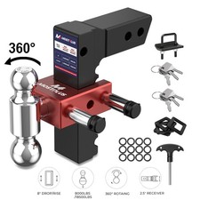 2.5in Receiver Adjustable Trailer Hitch 8in Droprise Dual Ball Mount 18.5klbs