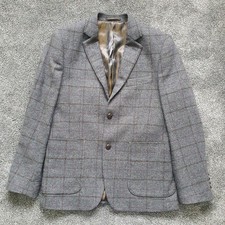 Bernard Weatherill Moon Tweed Jacket Mens Size 38 Wool Check Grey Savile Row