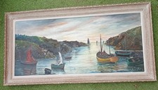 GRANDE PEINTURE HUILE SUR PANNEAU MARINE DE PIERRE PETIT ENCADRE  FRENCH ANTIQUE