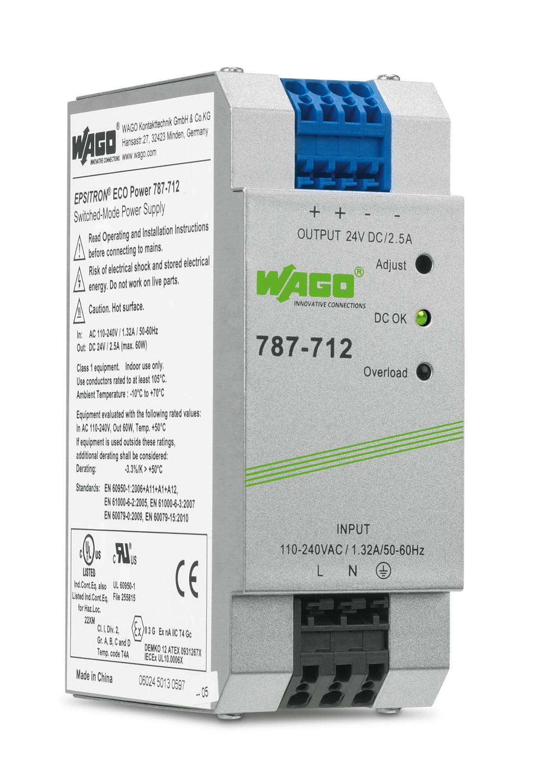 Wago 787-712 24VDC 2.5A 60W Switching Power Supply 1 Piece