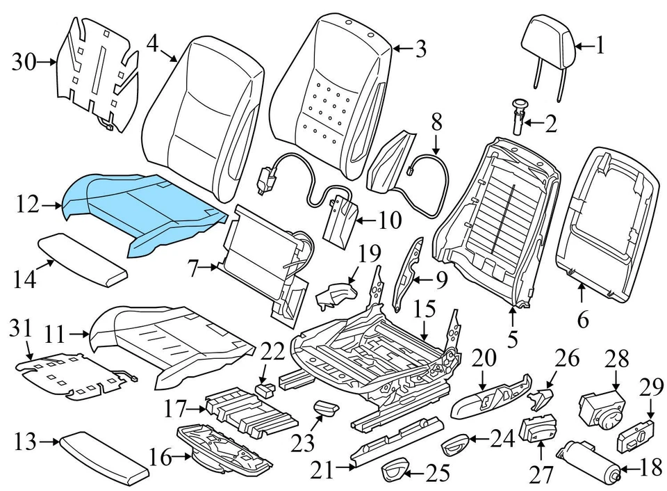 BMW 328D XDRIVE 2014-2018 - Cojín inferior asiento inferior delantero izquierdo 7308721 Foto 4 de 4