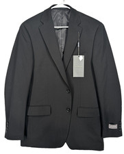 VAN HEUSEN Men's Suit Jacket Size 40L Black Slim Fit Flex Plain NWT