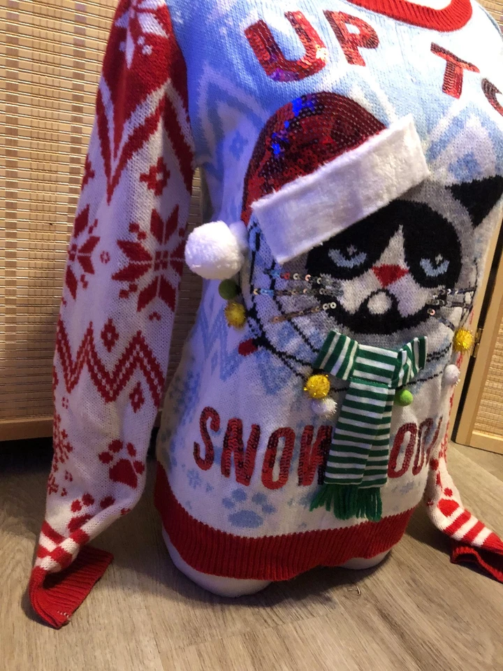 Suéter Feo Navidad Para Mujer "Hasta la Nieve Bueno" Gato Gruñón Mediano M (H794 Foto 2 de 4