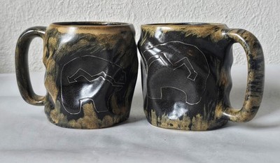 Mara Stoneware Bear Pattern Rock Art Mug Set
