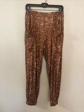 Free People Bronze Sequin Lined Parachute Pants Size Small NWT