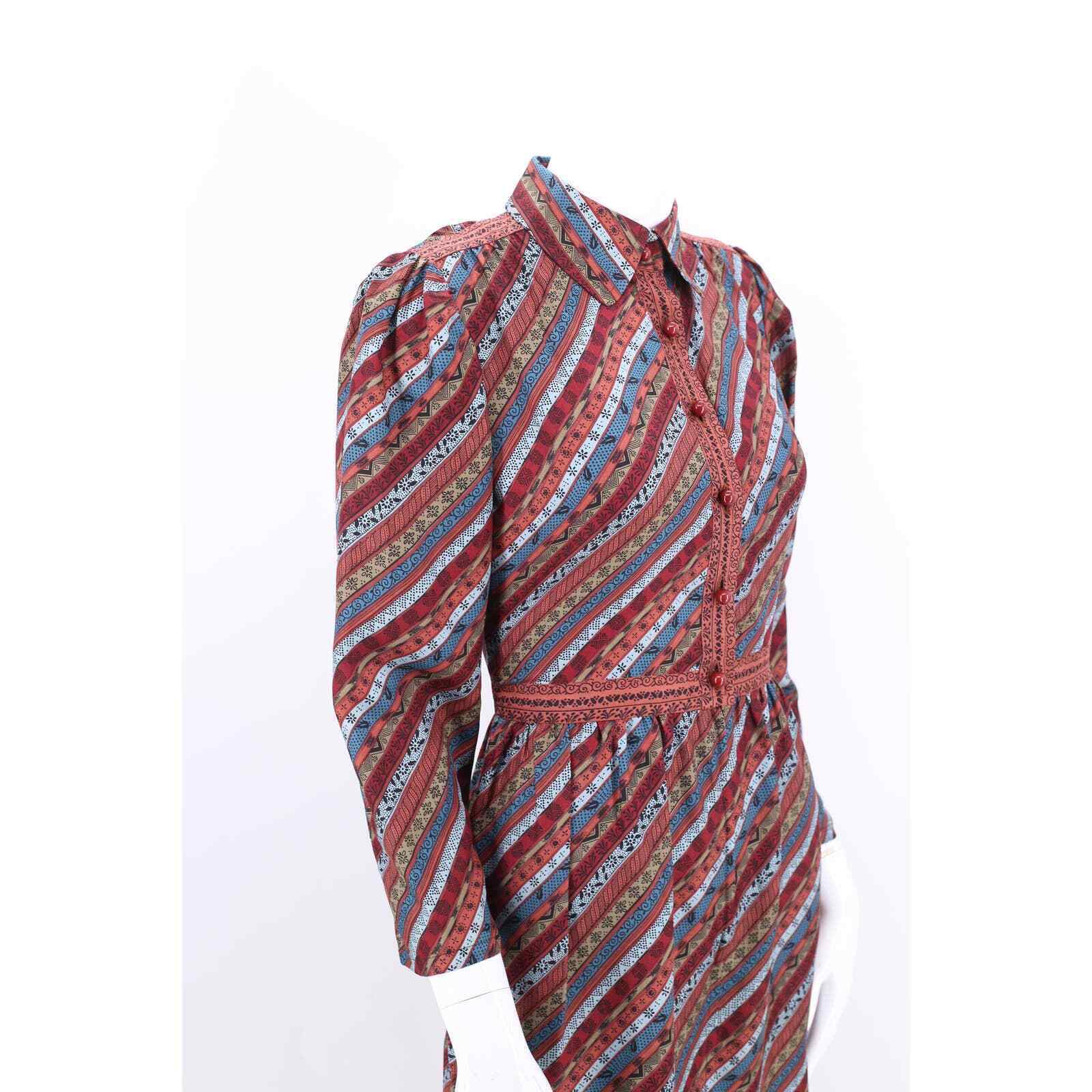 80s UNGARO print silk dress 8 / vintage 1980s puf… - image 5