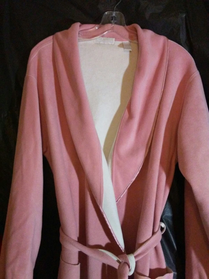 Lord & Taylor женщин размер M розовый/слоновой кости полиэстер халат талии галстук/оберните полная длина - Изображение 2 из 4