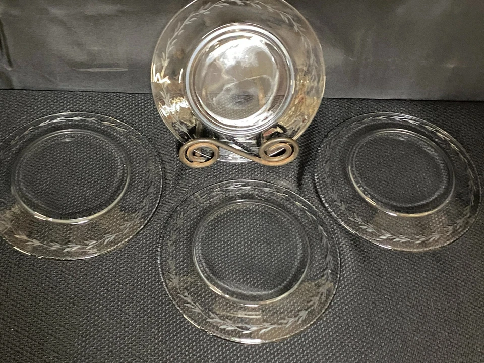 Juego de 4 ~ Platos de Postre de Vidrio Gorham "FONTANA" ~ 7 1/2" Foto 4 de 4