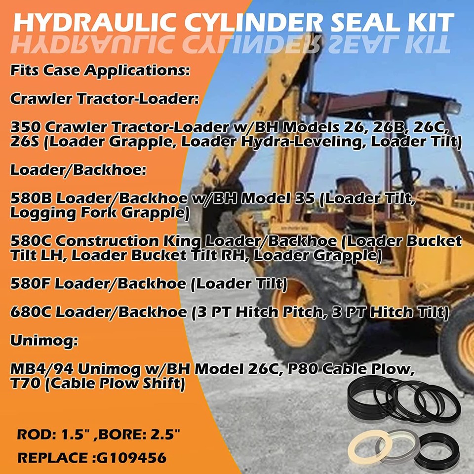 Hydraulic Seal Kit - Bucket Tilt Cylinder Fits Case 480 580 580B 580C G105507