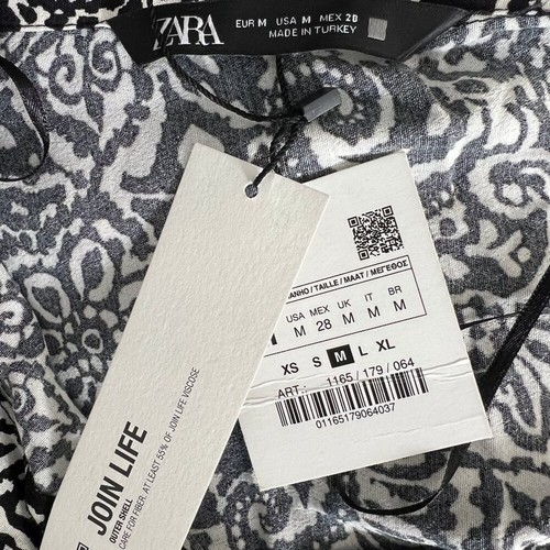 ZARA NEU MIT ETIKETT KRAGEN PAISLEY PRINT MIDI SHIRTKLEID MIT GÜRTEL Damengröße Medium - Bild 3 von 9
