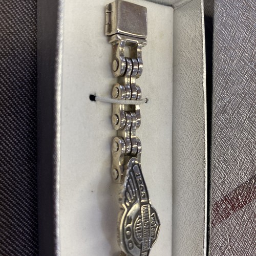 Women’s 100th Anniversary Harley Davidson Chain Bracelet 3 Bars Silver - Picture 4 of 9