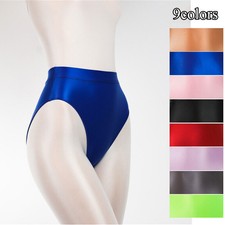 Ladies Men Silky Shiny Satin Glossy Wet Look Knickers Briefs Underwear Panties