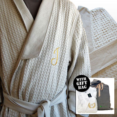 TOP QUALITÉ PEIGNOIR DE BAIN HOMME GAUFRÉ BEIGE ...
