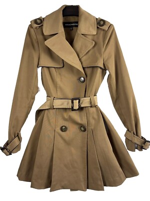 Flared Skirt Military Skirted Wool Blend Coat Warehouse Camel