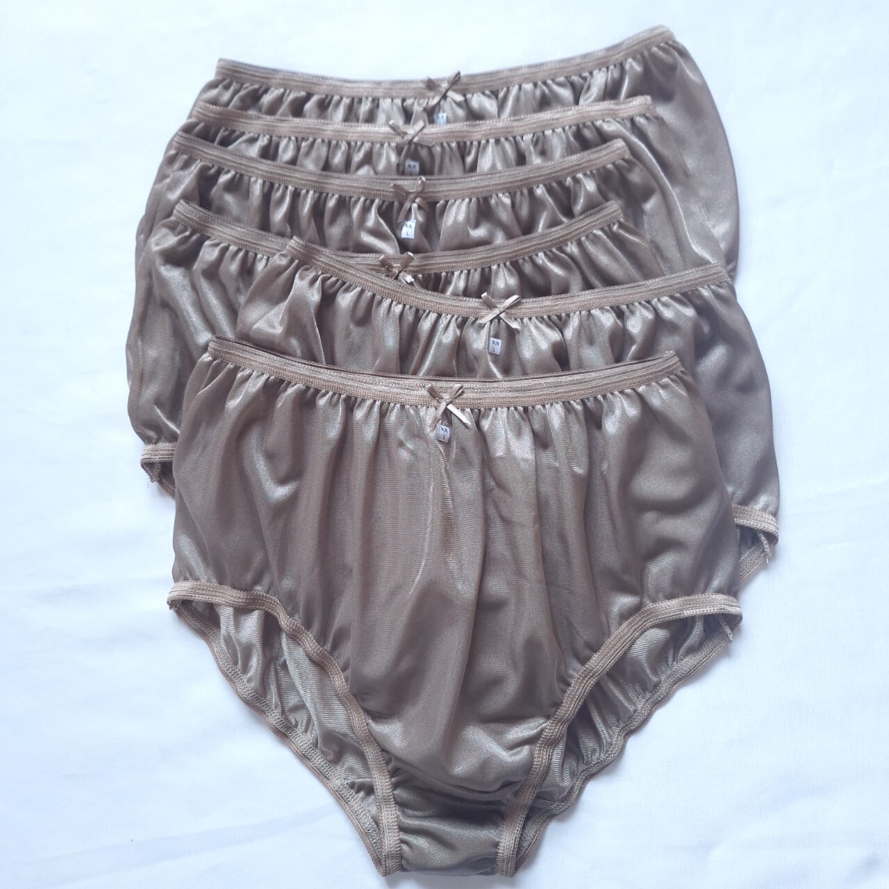 6 Brown Pantie Underwear Nylon Women Light Silky Soft Briefs High Waist 30-36