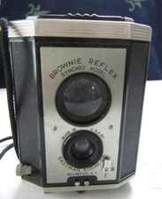 Vintage Kodak Brownie Reflex Synchro Model Camera- Original Box- Carrying Strap