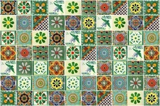 GREEN DESIGNS Mexican Tile Handmade Talavera Backsplash Handpainted Mosaic