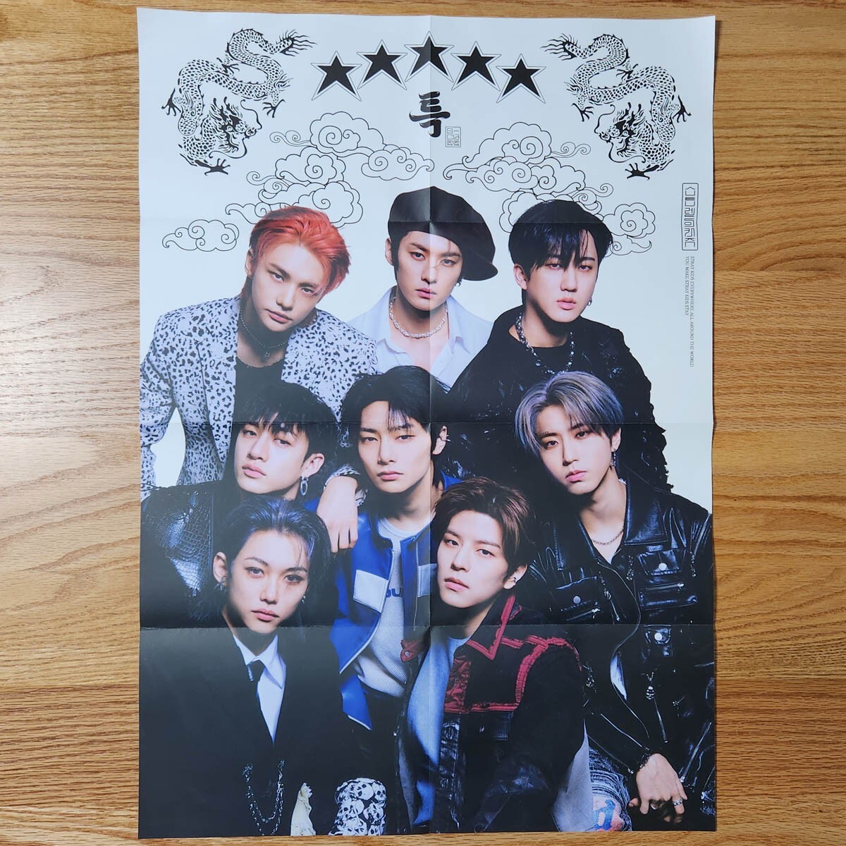 Póster plegable oficial del grupo Stray Kids el tercer álbum 5 estrellas Kpop genuino
