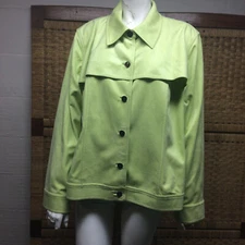 Elana by Tanner Lime Green Button down Faux Suede Classic jacket  Sz 14 