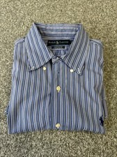 Polo Ralph Lauren Striped Long Sleeve Custom Fit Button Down Mens Large Blue