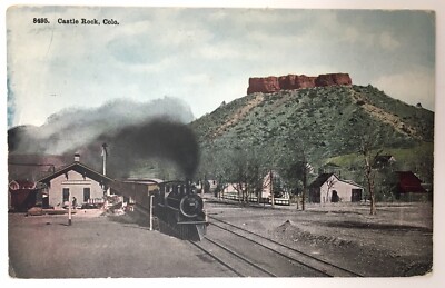 Transportation Train Castle Rock Colorado Depot 1915 PC Railroad Rock Formation