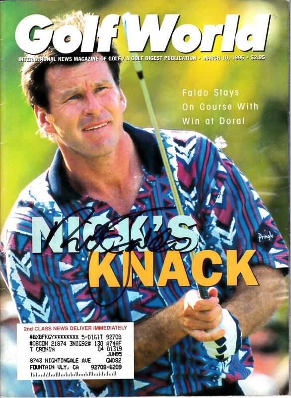 Nick Faldo autographed signed autograph auto 1995 Golf World magazine issue COA