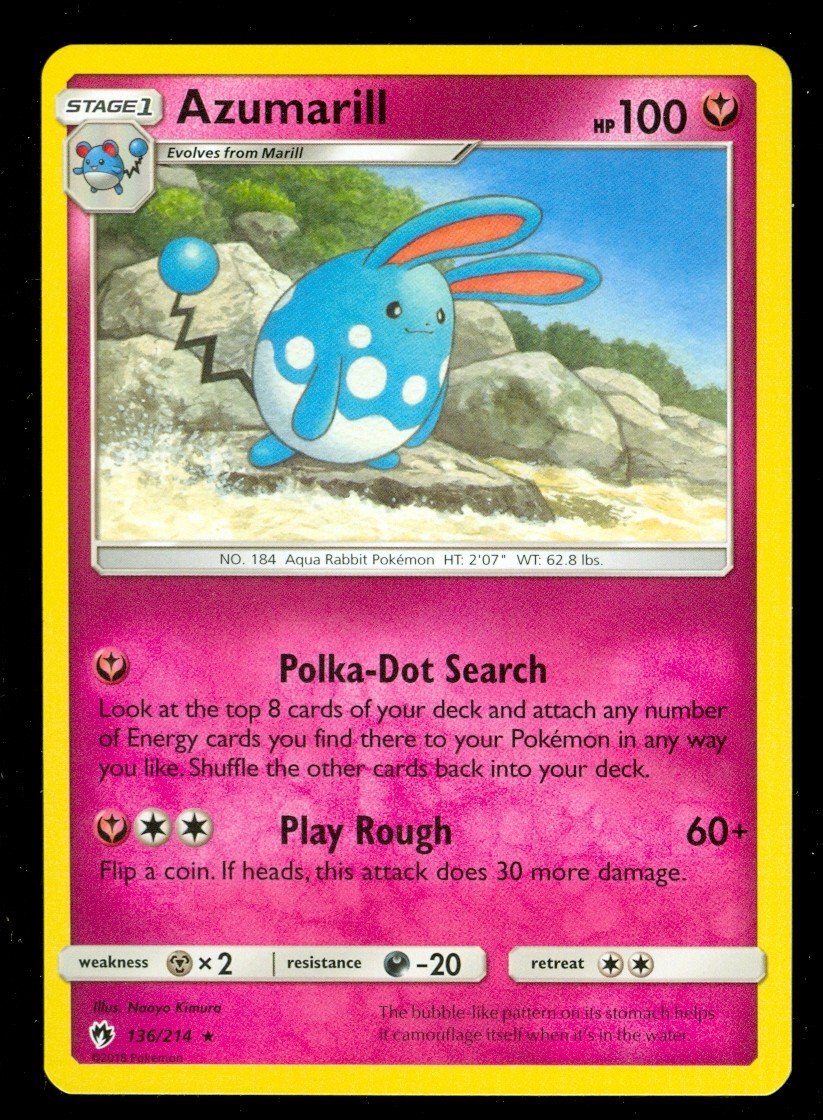 Pokemon AZUMARILL 136/214 - Lost Thunder - RARE - MINT
