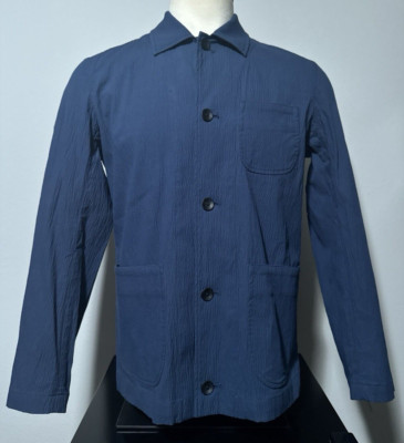 NEW rag & bone Men's Size Medium Navy Seersucker Chore Jacket M Stretch $528