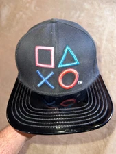 Playstation Controller Symbols Bioworld Adjustable Snapback Cap Hat Black GUC