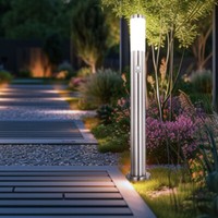 AußEn Leuchte Edelstahl Stand Strahler Sensor Garten Beleuchtung Hof Steh Lampe