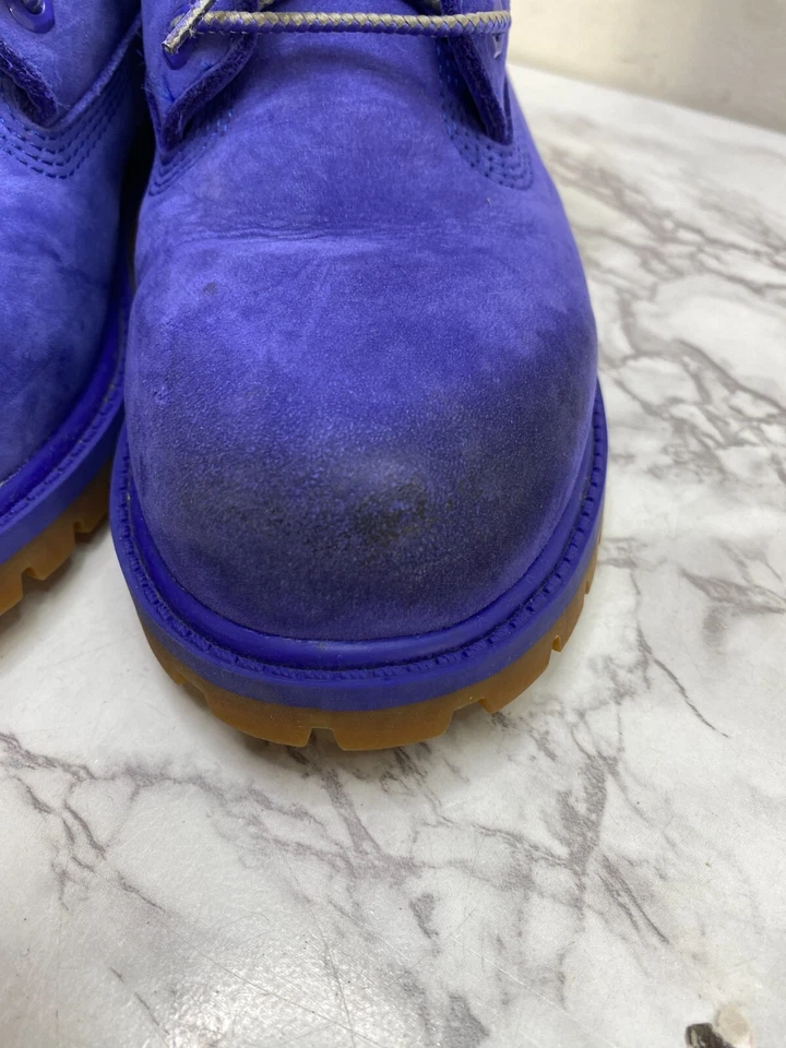 Timberland Niños Azul Gamuza Cuero Botas con Cordones Talla 2 Foto 3 de 4