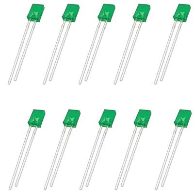 10 Pack Green Rectangular LED, Diffused Lens (5mm x 2mm x 7mm)