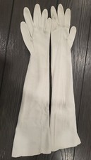 Vintage 1950's Soft White Ivory Cloth Elbow Length 19 1/2 " Ladies Gloves