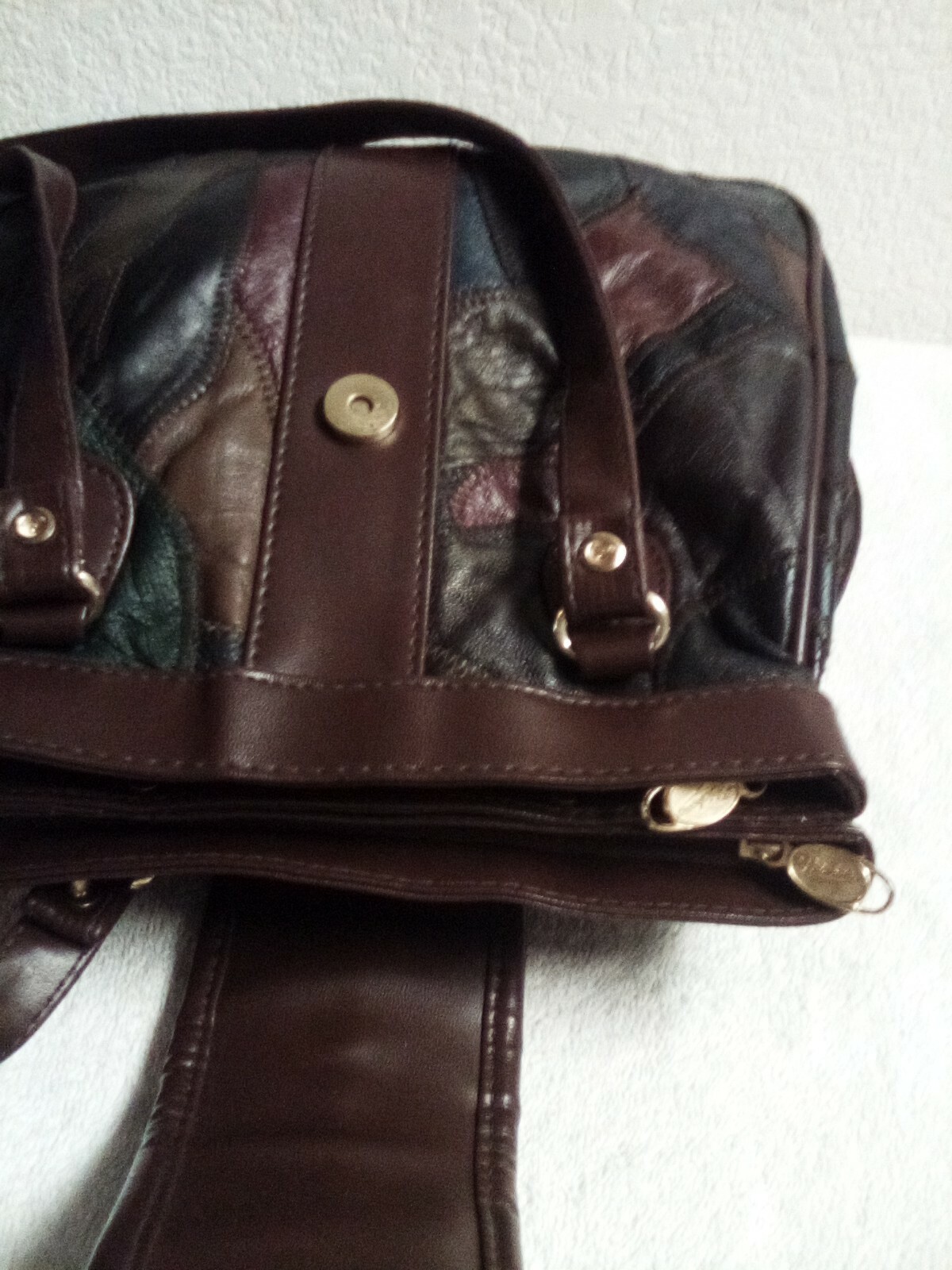 Vintage Patchwork Brown Leather Hobo Shoulder Bag - image 5