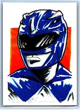 Blue Power Ranger Sketch Card - Scott Sketches Fan Art Trading Card