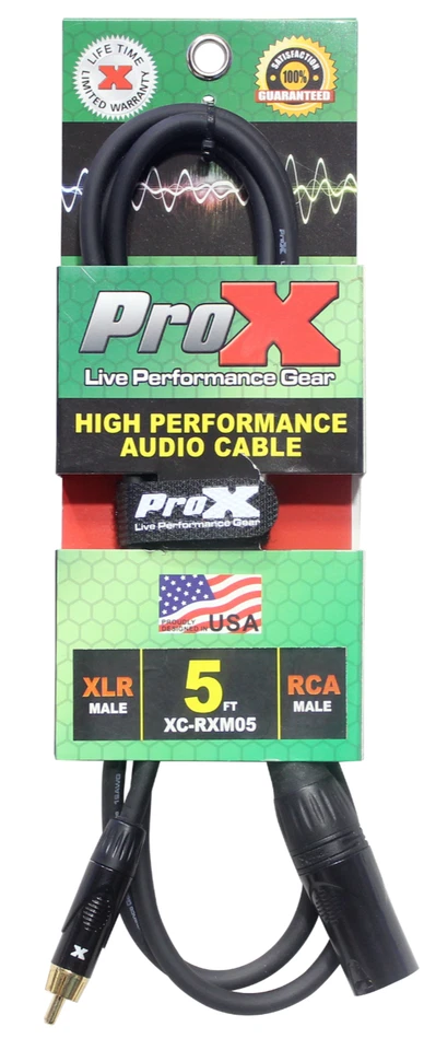5 FT XLR3M TO RCA UNBALANCED PROX HIGH PERFORMANCE MIC CABLE XC-RXM05 Pro DJ - Image 3 of 4