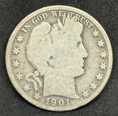 1901-S Barber Half Dollar, G+ Obverse, AG Reverse. Tougher Coin! Priced ...