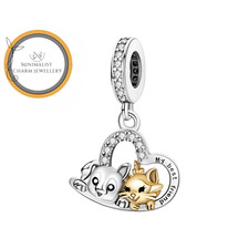 Best Friend Pet Charm For Bracelet, Cat And Dog Charm, Pet Heart Charm