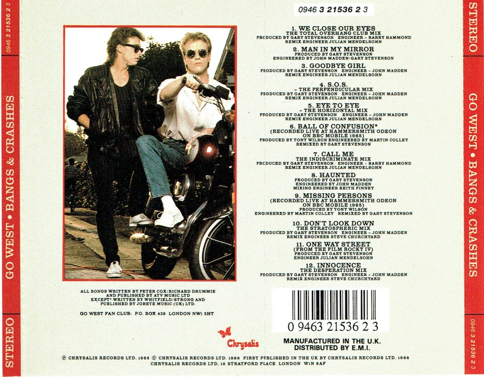 (CD) Go West - Bangs & Crashes - We Close Our Eyes, Call Me, Goodbye Girl, u.a. - Bild 2 von 2