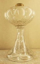 Glass oil Lamp kerosene Victorian antiq bulls eye leaf pattern 3 mold Tall 8.5"