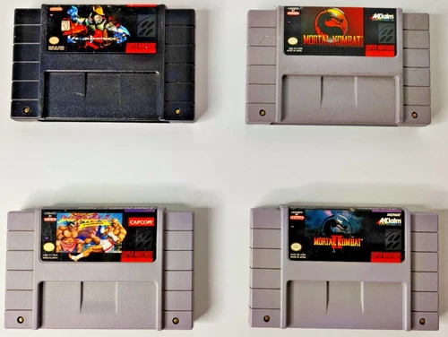 Lot of 4 SNES Games Street Fighter II Turbo, Killer Instinct, Mortal Kombat I+II