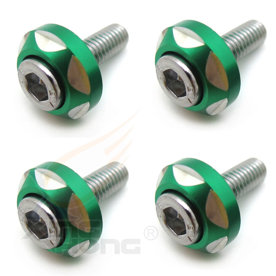 Diâmetro de rosca 6mm 4 peças parafusos VERDES parafusos de placa decorativa para motor de carro - Imagem 3 de 4