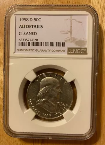 1958 D Franklin Silver Half Dollar, NGC Graded: AU