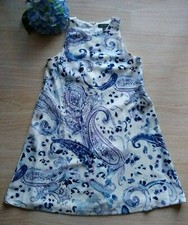 LAUREN RALPH LAUREN Knit Tunic Shift Dress Sleeveless Paisley Blue White Zip 10