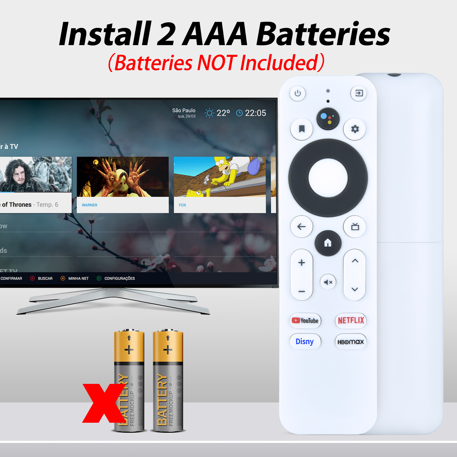 Voice Remote Control For ONN 100026240 Android TV 4K UHD Streaming Device