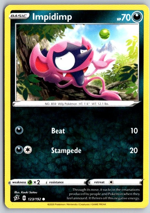 Impidimp 123/192 Common Rebel Clash Pokemon Near Mint