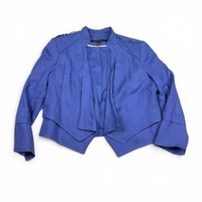 White House Black Market Bolero Blazer Blue Layering Open Front Chic Jacket 2